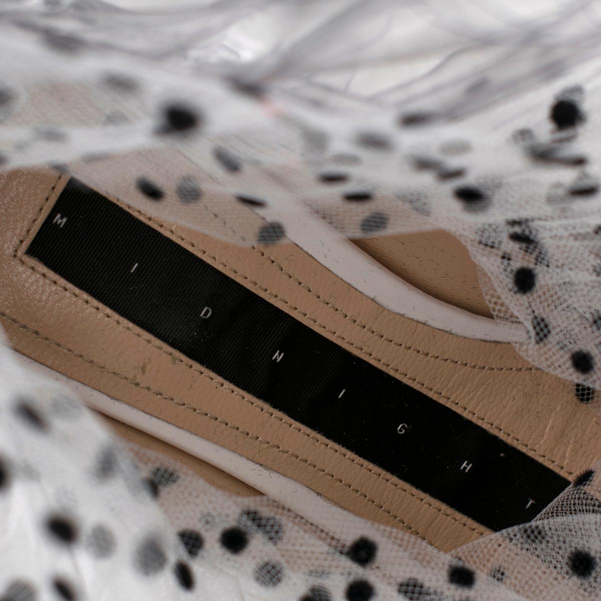 Midnight 00 White Polka Dot Tulle & PVC Pumps SIZE 36 In Good Condition In London, GB