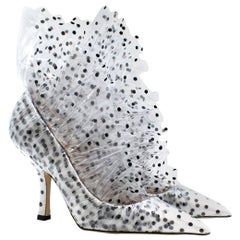 Midnight 00 White Polka Dot Tulle & PVC Pumps SIZE 36