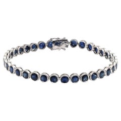 Midnight Bezel Sapphire 14K (Custom) White Gold Tennis Bracelet