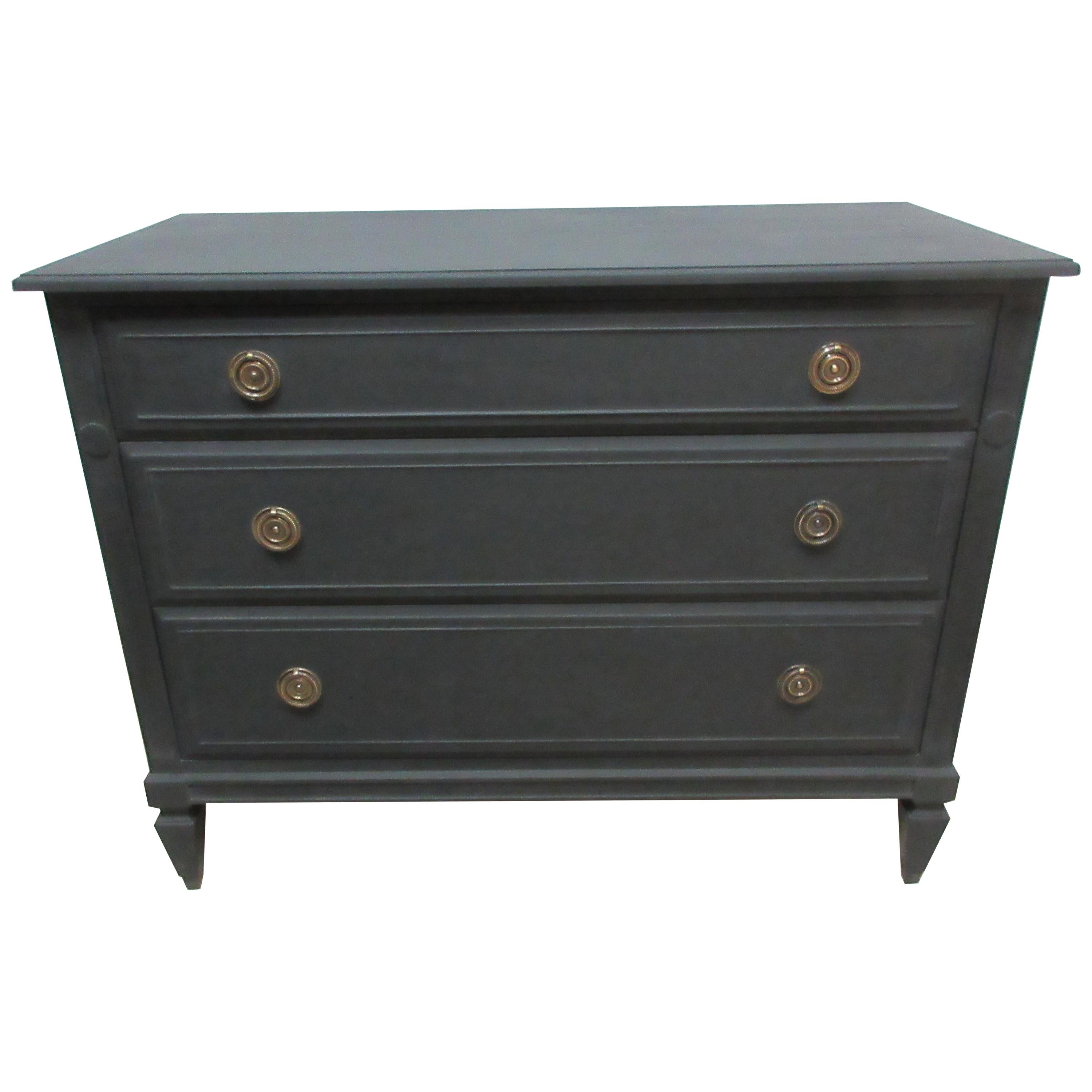 Midnight Black Gustavian 3-Drawer Chest