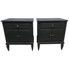 Midnight Black Gustavian Style Nightstands