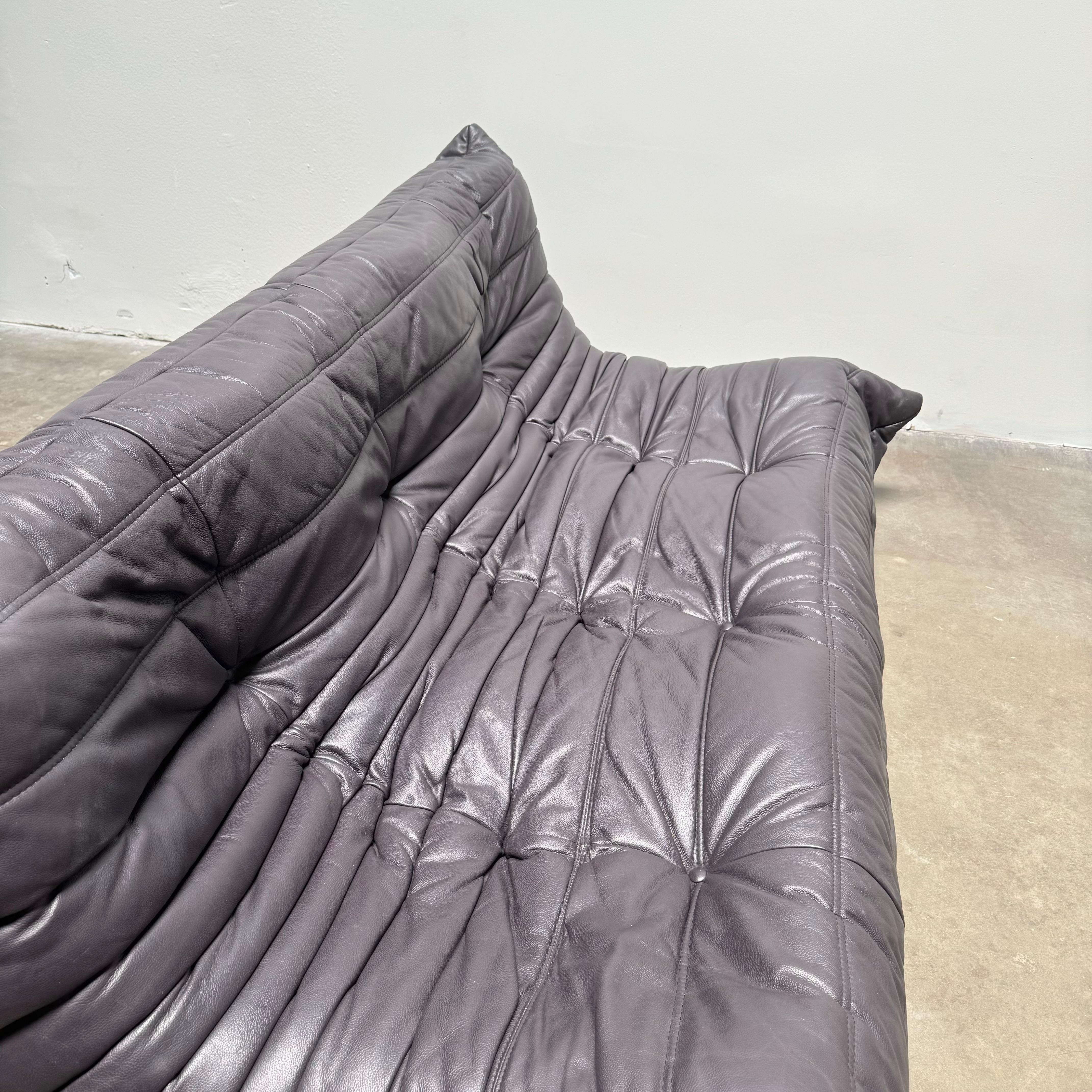 Midnight Black Leather Togo Suite by Michel Ducaroy for Ligne Roset, 1990s 4