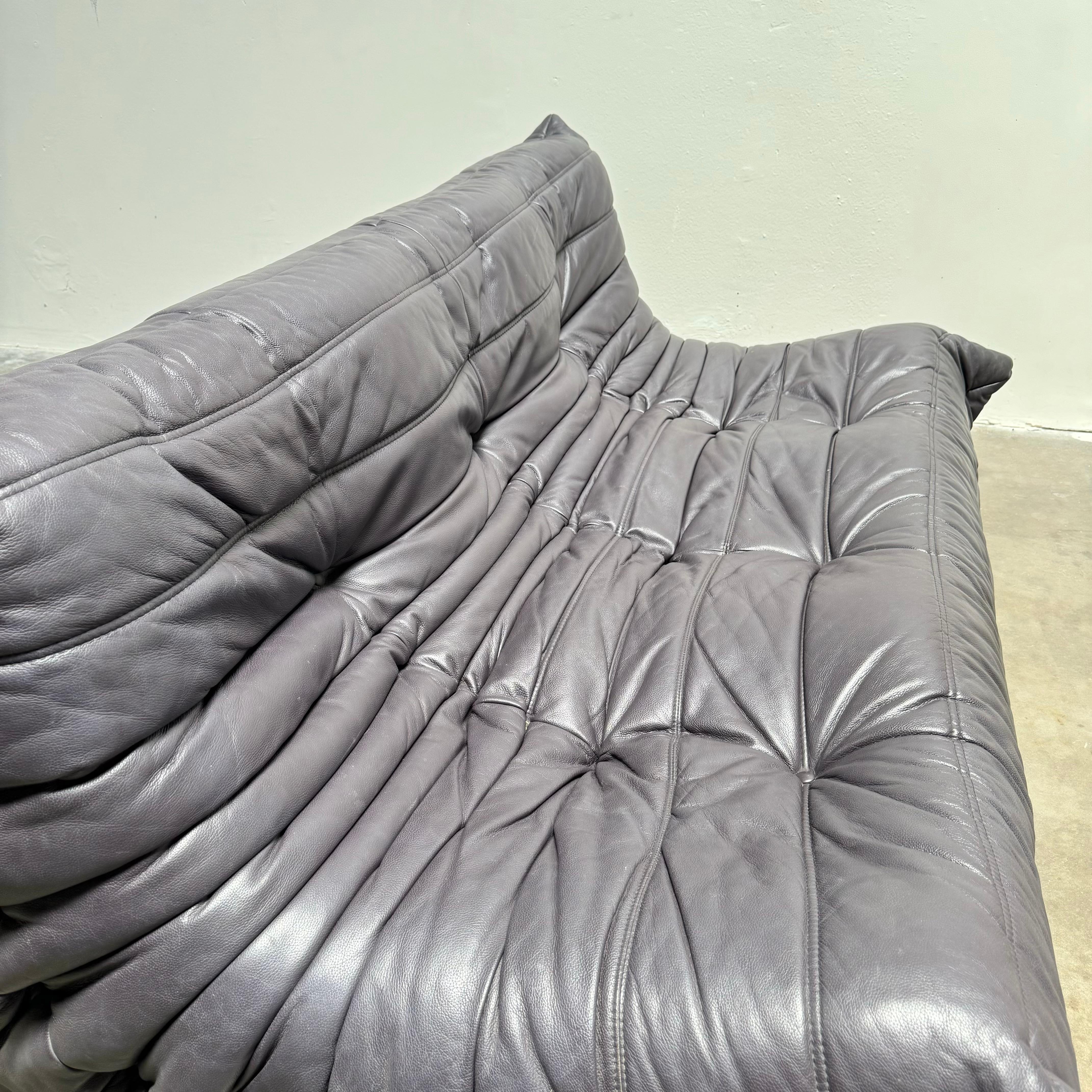 Midnight Black Leather Togo Suite by Michel Ducaroy for Ligne Roset, 1990s 7