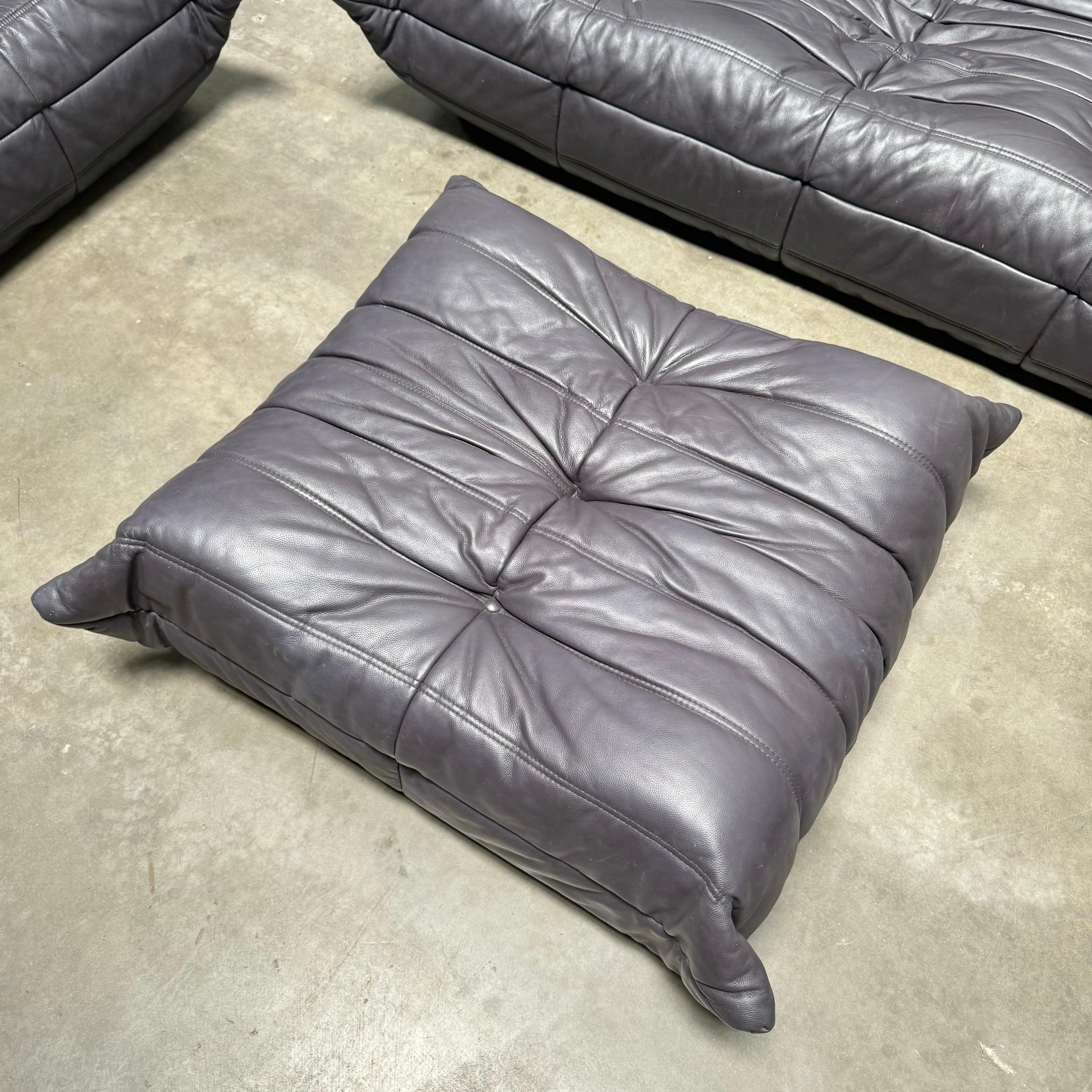 Midnight Black Leather Togo Suite by Michel Ducaroy for Ligne Roset, 1990s 2