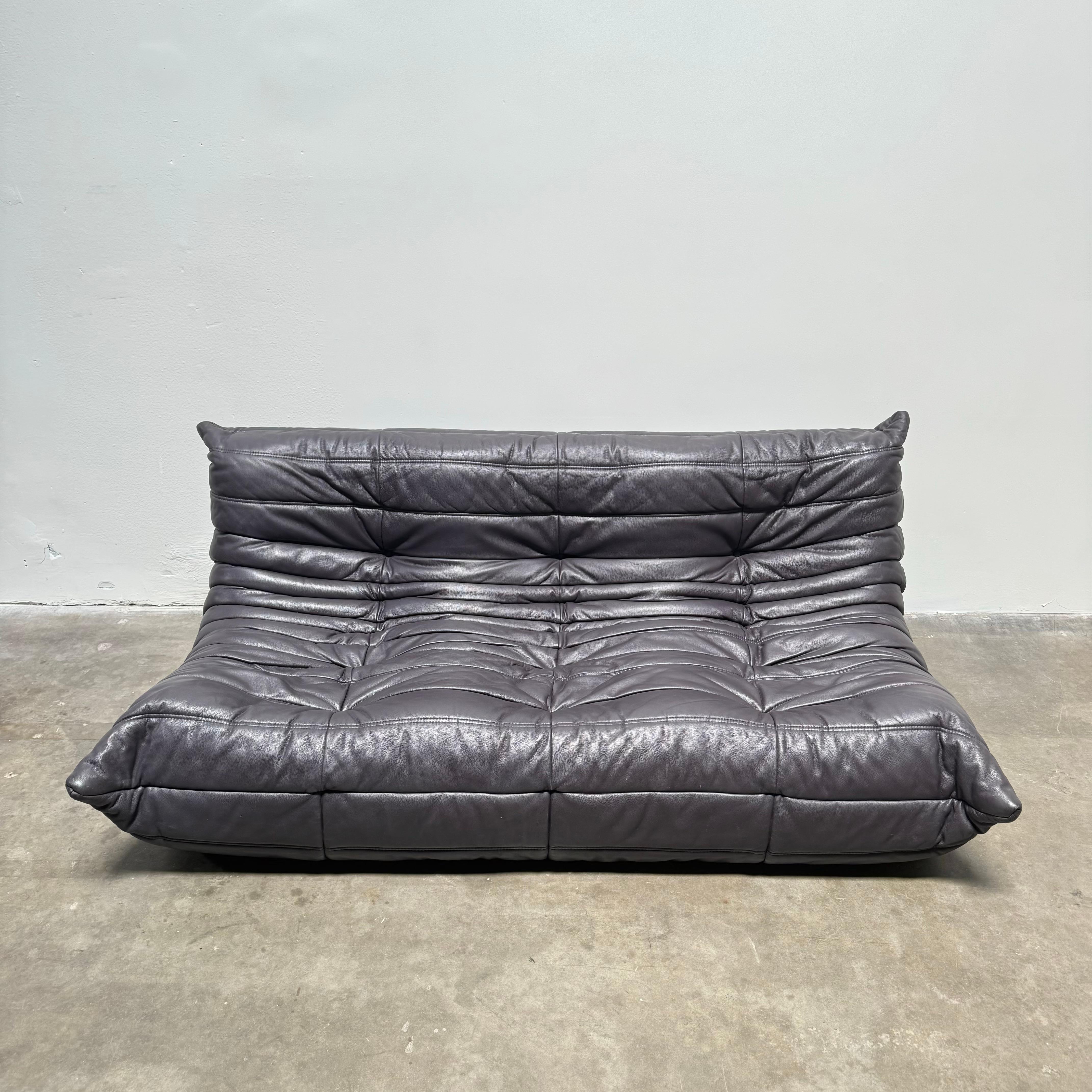 Midnight Black Leather Togo Suite by Michel Ducaroy for Ligne Roset, 1990s 3