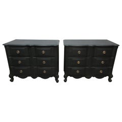 Midnight Black Set of Rococo Chest of Drawers