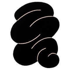 Midnight Black Squiggle Teppich aus neuseeländischer Wolle von Okej Studio