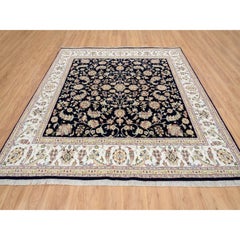 Mitternachtsblauer 250 KPSI Nain All Wolle Handgeknüpfter quadratischer Orientteppich 8'2"x8'2"