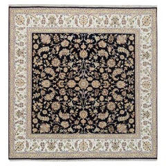 Midnight Blue 250 KPSI Nain All Wool Hand Knotted Square Oriental Rug 8'2"x8'2"