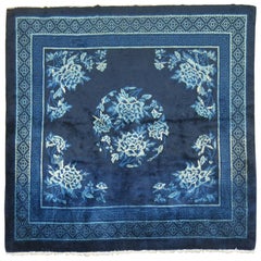 Midnight Blue Antique Chinese Square Peking Rug