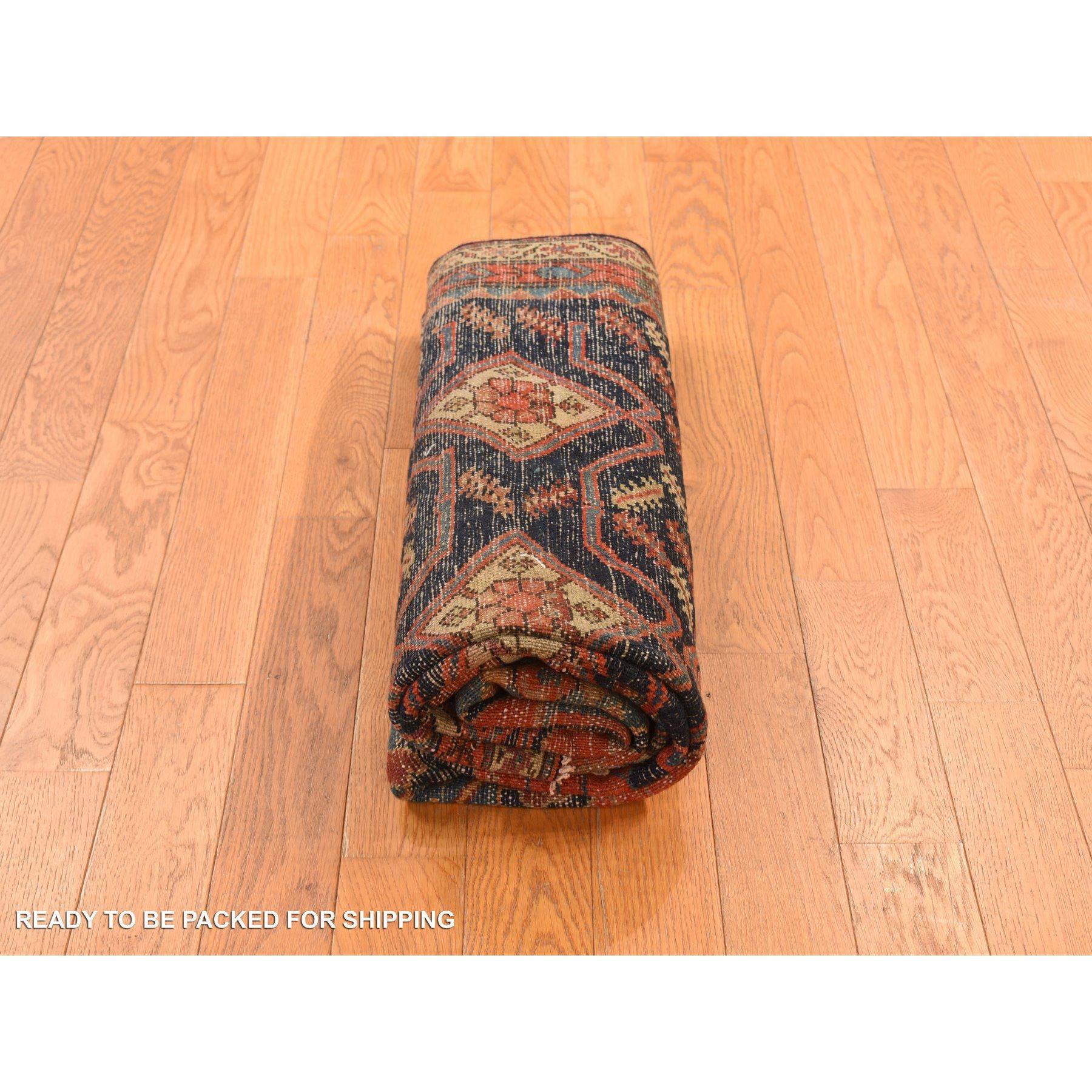 Noué à la main Midnight Blue Antique North West Persian Hand Knots Rugs Clean Wool Rug (tapis de laine propre) en vente