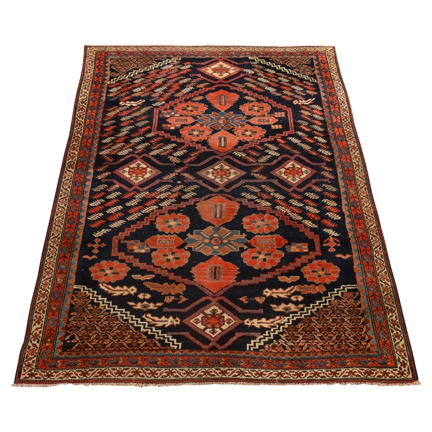 Midnight Blue Antique North West Persian Hand Knotted Clean Wool Rug