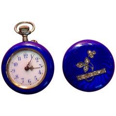 Midnight Blue Enamel & diamonds Fob Pocket Watch