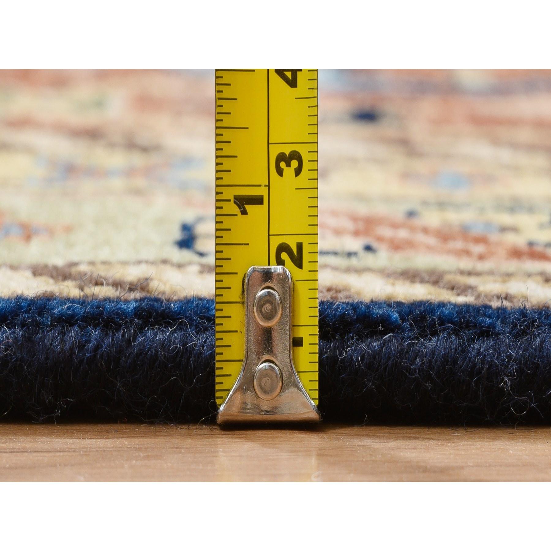 Mitternachtsblauer, handgeknüpfter, übergroßer orientalischer Heriz-Teppich aus reiner Wolle 12'0
