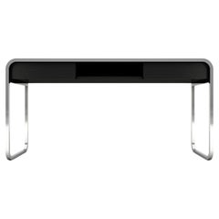 Midnight Console - Modern Black Lacquered Console with Stainless Steel Legs