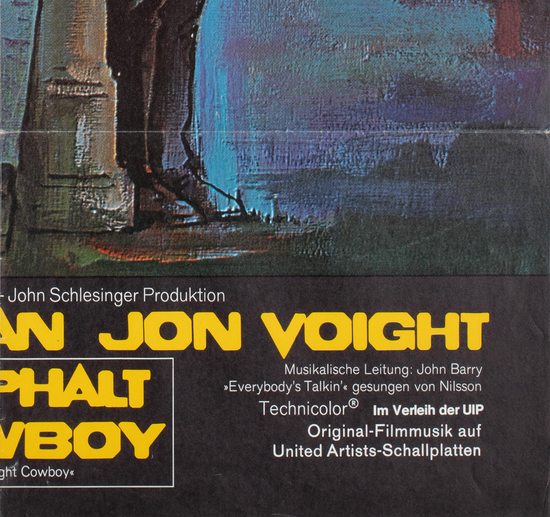 MIDNIGHT COWBOY R1982 Deutsches A1 Filmplakat, MIDNIGHT im Zustand „Hervorragend“ im Angebot in Bath, Somerset