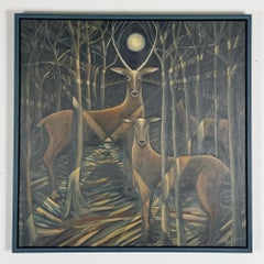 'Midnight Deer' Contemporary Painting by Vera Jefferson