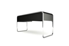 Midnight Desk - Modern Handcrafted Black Lacquer Desk with Steel Legs