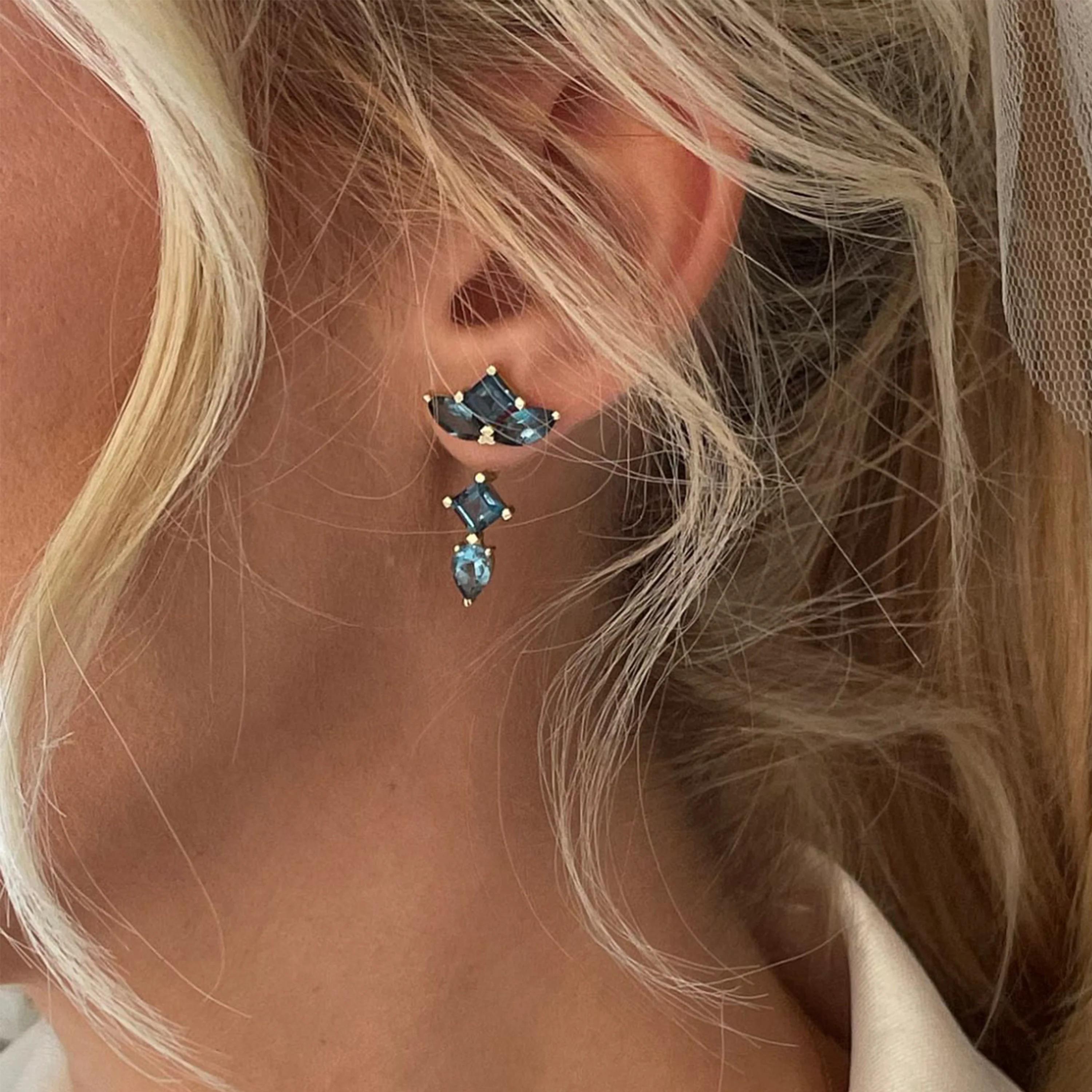 18k yellow gold earring jackets in 3.69ct blue topaz.

Sold as single, these detachable earring jackets offer the perfect opportunity to elevate your style and mix and match with your favorite earrings.
