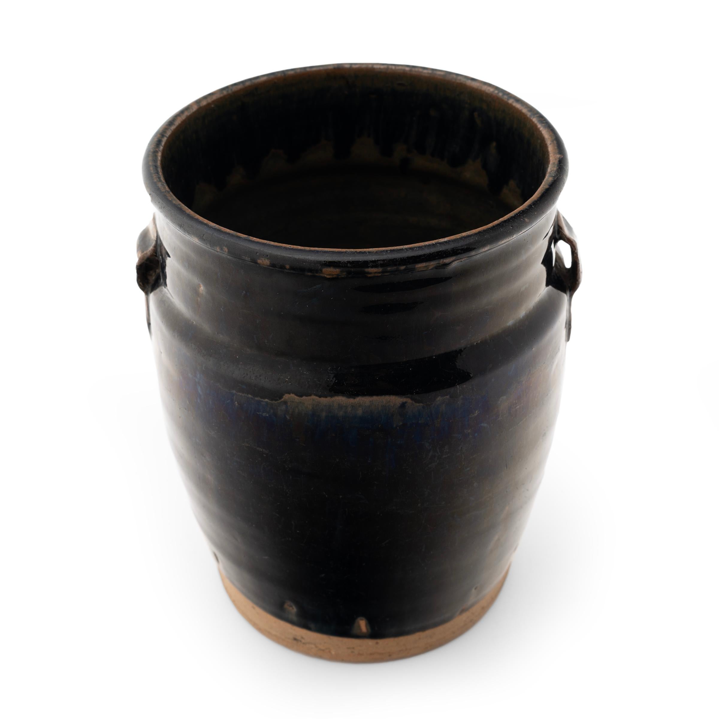 Qing Midnight Glazed Kitchen Jar, circa 1900 For Sale