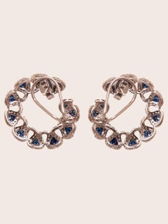 Midnight Halo Blue Sapphire Earrings in 14KT Gold