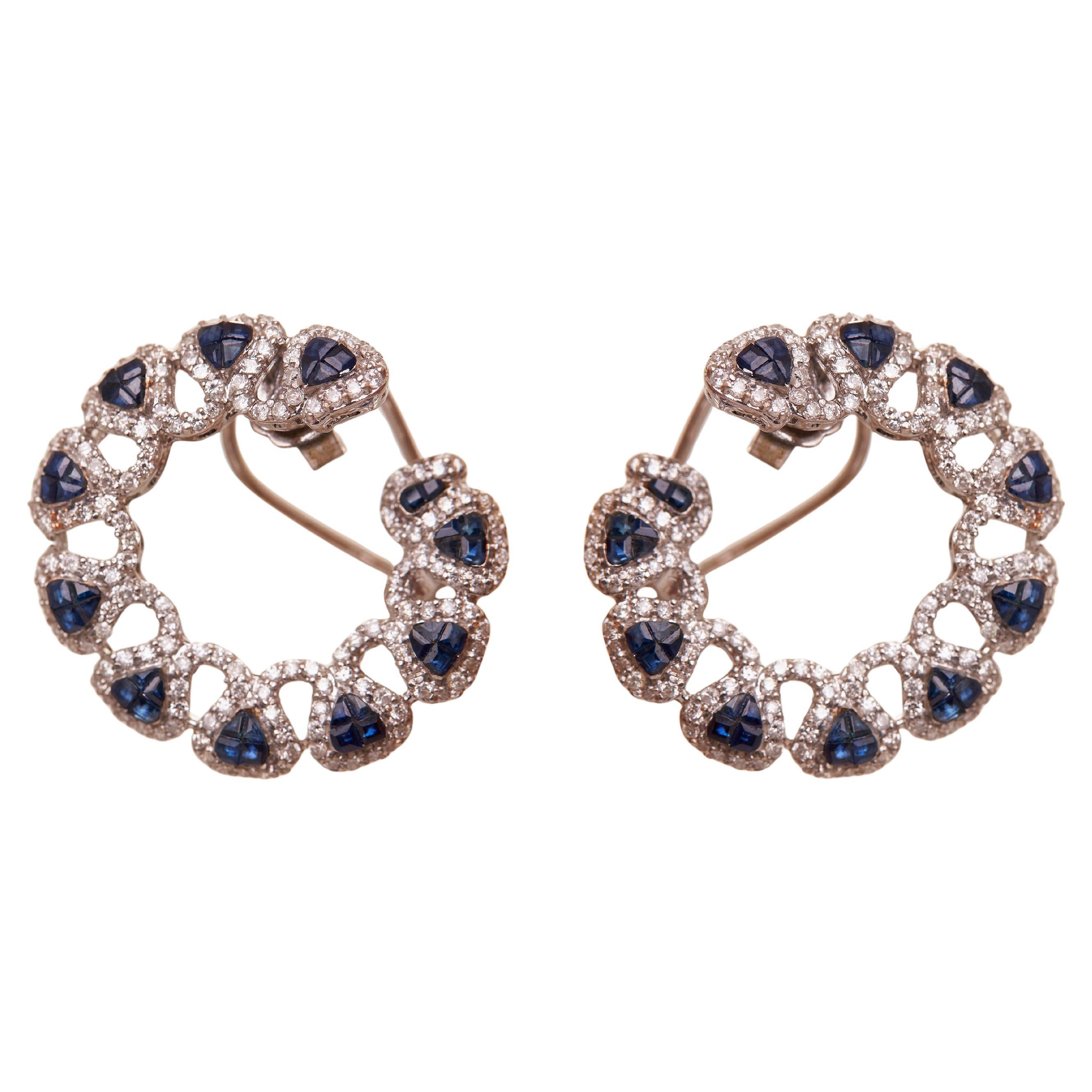 Mitternachts-Halo-Blaue Saphir-Ohrringe aus 14KT Gold