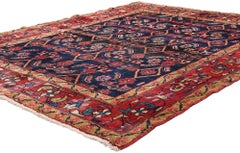 Midnight Herati Garden: Antique Persian Lilihan Masterpiece of Refined Nobility