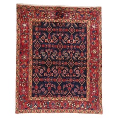 Midnight Herati Garden: Antique Persian Lilihan Masterpiece of Refined Nobility