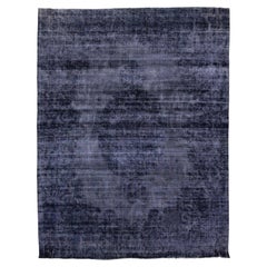 Tappeto persiano Midnight Indigo Vintage Overdyed - Lana annodata a mano con segni di deterioramento