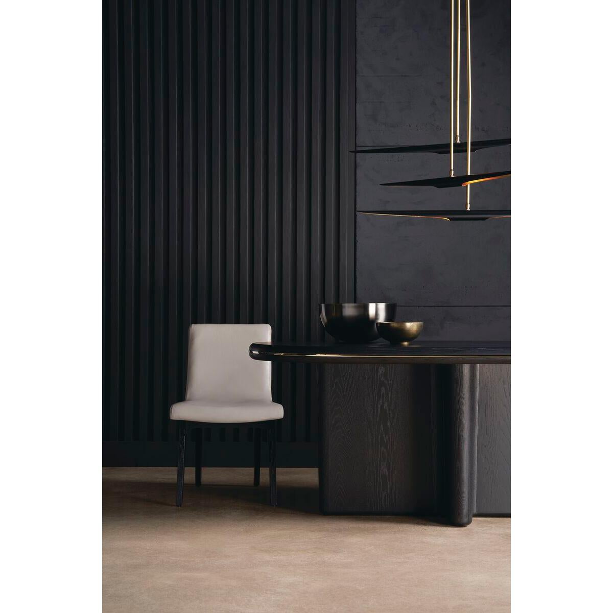 Contemporary Midnight Modern Leather Dining Chair For Sale