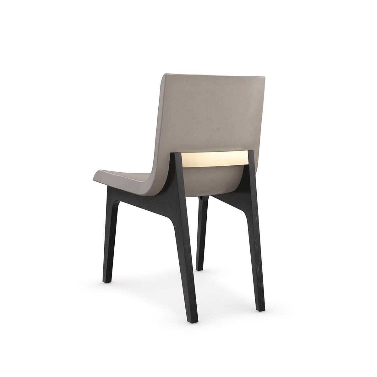 Metal Midnight Modern Leather Dining Chair For Sale