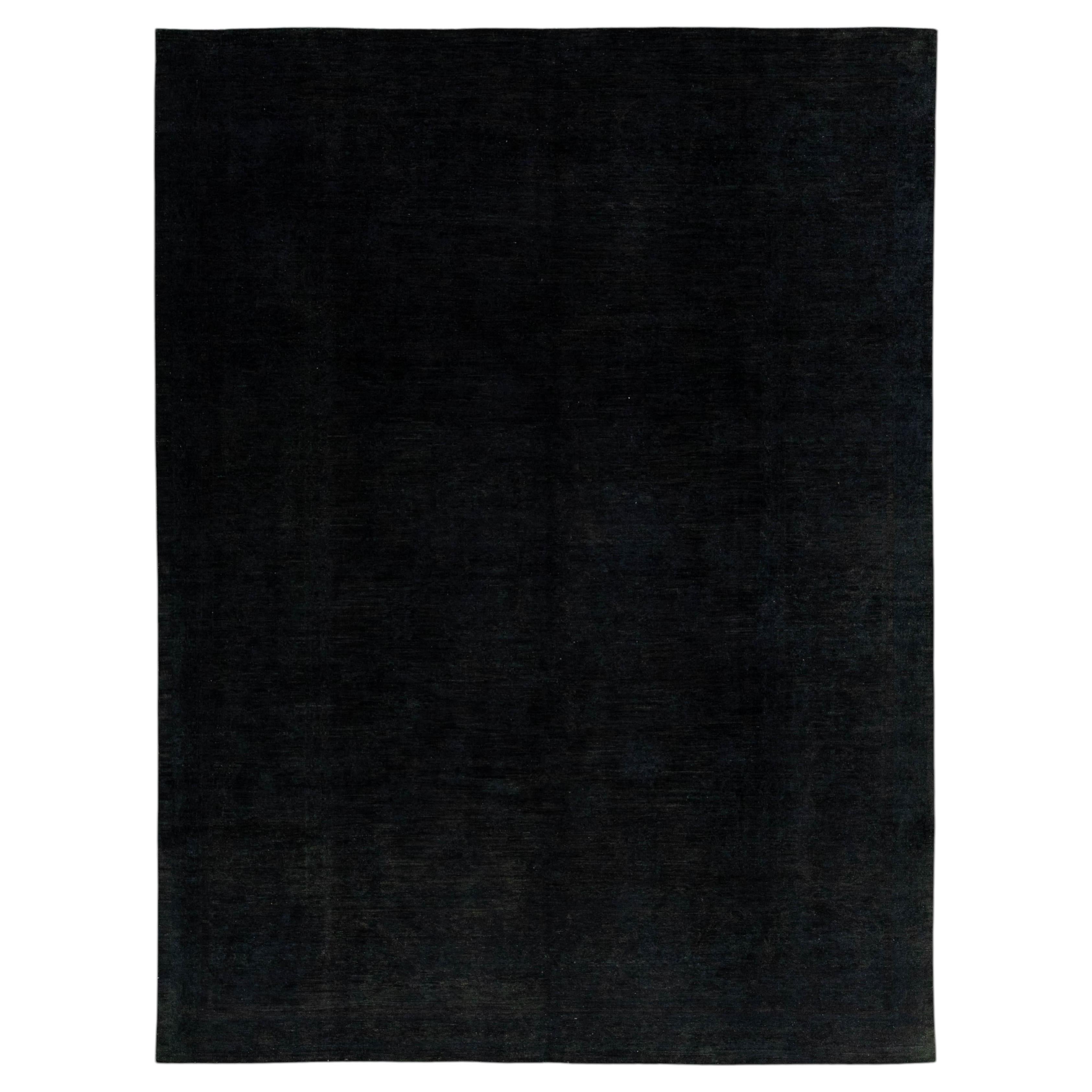Mitternacht Obsidian Overdyed Handgeknüpfte Moderne Wolle Bereich Teppich 8 x 11