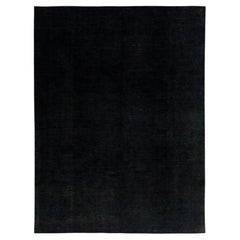 Midnight Obsidian Overdyed Hand-Knotted Modern Wool Area Rug 8 x 11