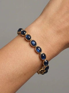 Midnight Oval Sapphire 14K Yellow Gold Link Bracelet