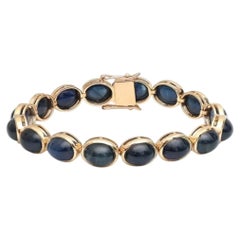 Midnight Oval Sapphire 14K Yellow Gold Link Bracelet