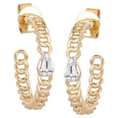 Pendientes de aro de oro amarillo de 14 quilates «Midnight» con diamantes de corte baguette y corte completo de 0,07 ct