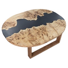 Midnight River Coffee Table - Cottonwood Burl & Smoked Resin
