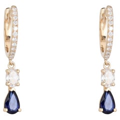 Midnight Sapphire 14K (or 18k upon request) Yellow Gold Drop Earrings