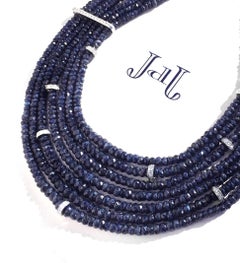 Midnight Sapphire Bead and Diamond Necklace