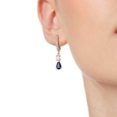 Midnight Sapphire 14K (or 18k upon request) White Gold Drop Earrings