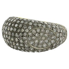 Midnight Shimmer Blackened Silver Encrusted Pave Diamond Dome Ring
