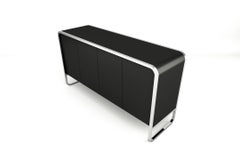 Midnight Sideboard - Modern Handcrafted Black Lacquer Sideboard with Steel Legs