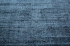 „Midnight Symphony“ – 9 x 12 Fuß großer, marineblauer, einfarbiger, handgewebter Teppich für das Wohnzimmer