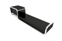 Midnight TV Console 2 - Modern Handcrafted Black Lacquer Console with Steel Legs