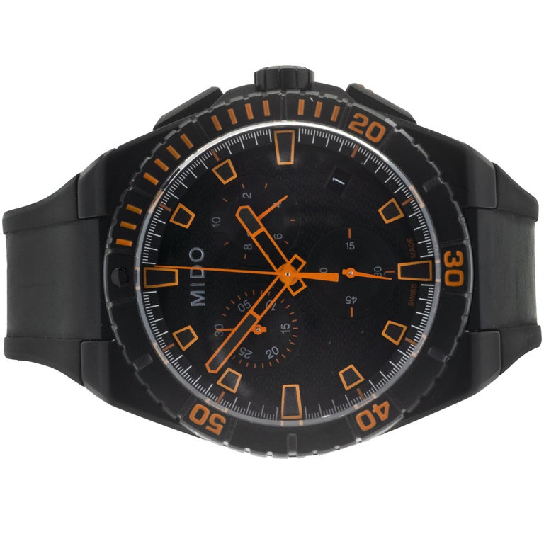 Mido Black PVD Stainless Steel Ocean Star Captain Chronograph at 1stDibs
