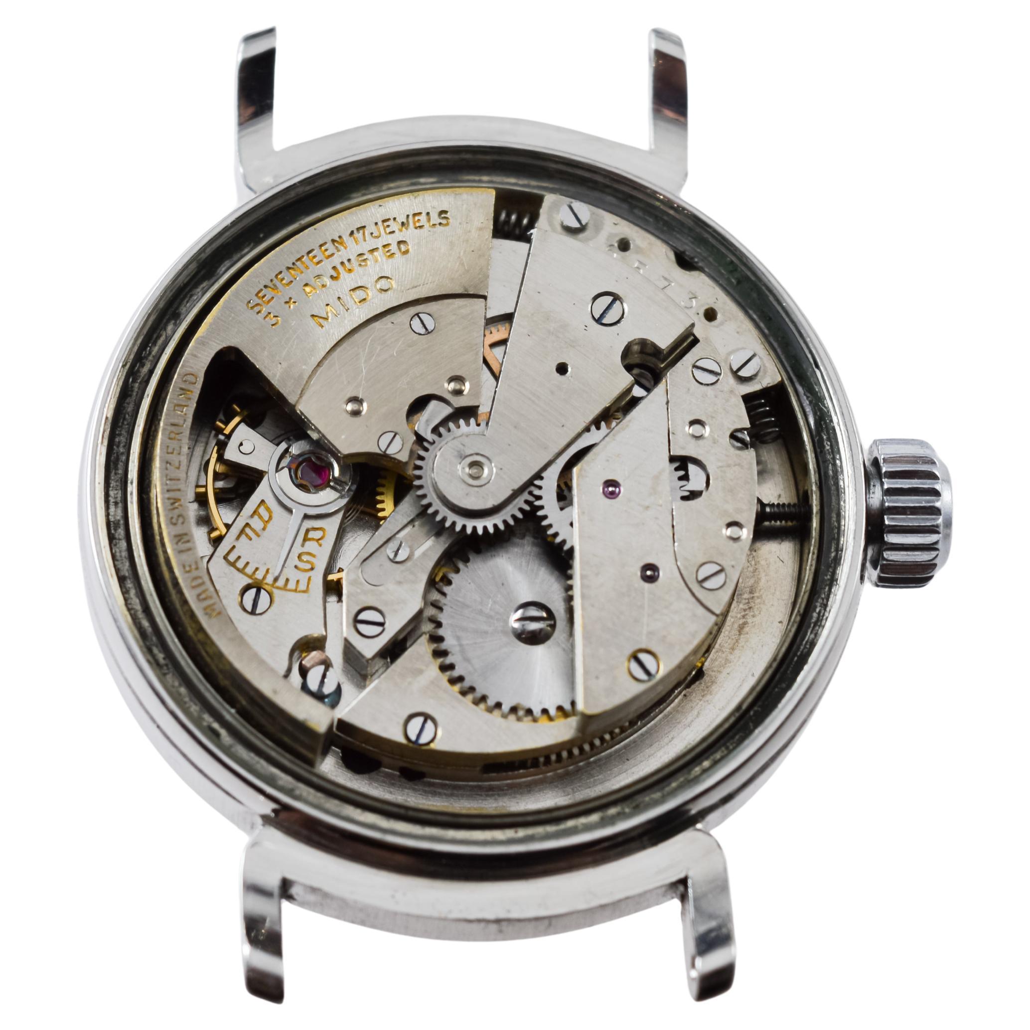Mido Multifort Steel Early Bumper Automatic with Original Dial  from 1940's For Sale 11
