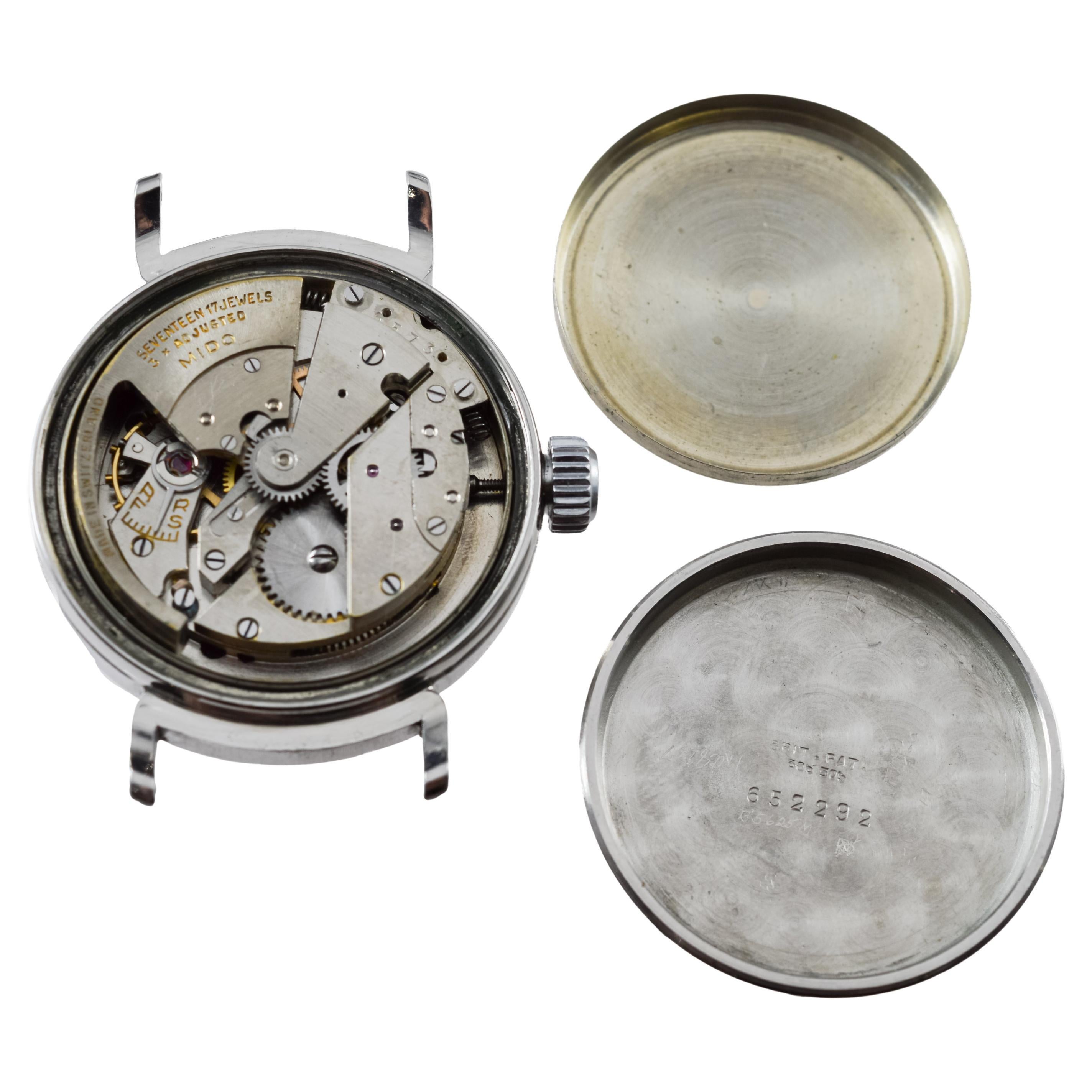 Mido Multifort Steel Early Bumper Automatic with Original Dial  from 1940's For Sale 12