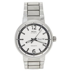 Mido Silver White Great Wall M015.631.11.037.09 Men's Wristwatch 42 MM