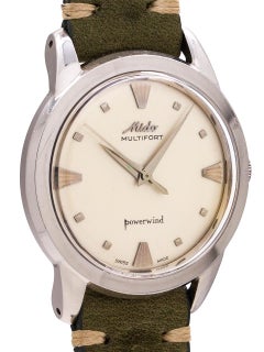 Mido Stainless Steel Multifort Powerwind self winding wristwatch, circa 1960