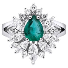 Midori – Emerald And Diamond Cocktail 3.60ct Solid Gold Ring